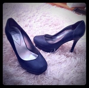 Guess WG SHIRAH dark blue leather platform pumps